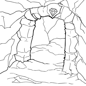 E poco dopo l'ingresso della caverna ritrovò lo stesso simbolo, riportato nella segnalazione vista precedentemente, inciso nella roccia.